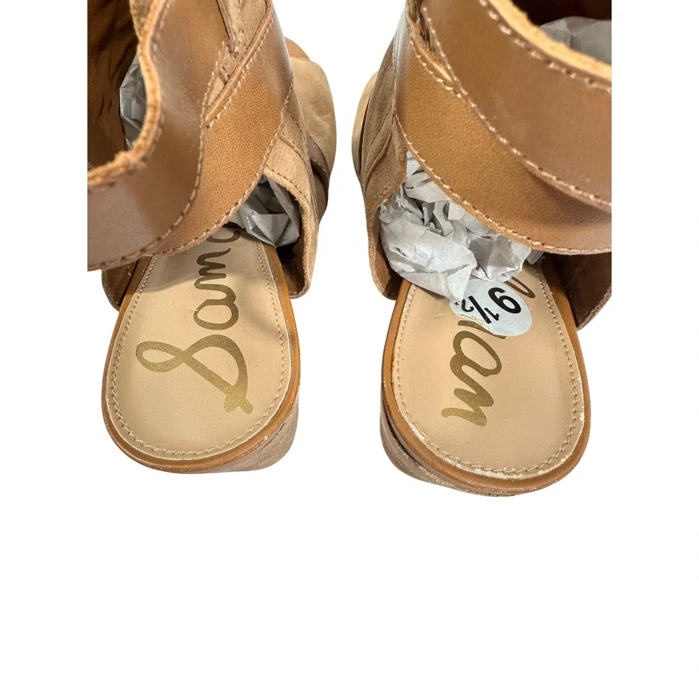 Sam Edelman Vermont Tan Leather Fringe Tassel Block Heel Sandals Womens 9.5